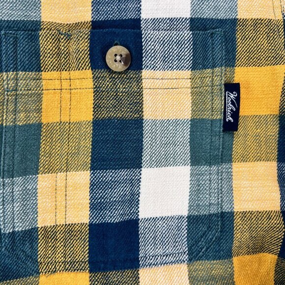 Woolrich Men's Yellow/Blue Long Sleeve Flannel Plaid Button Down Size L - Picture 5 of 11